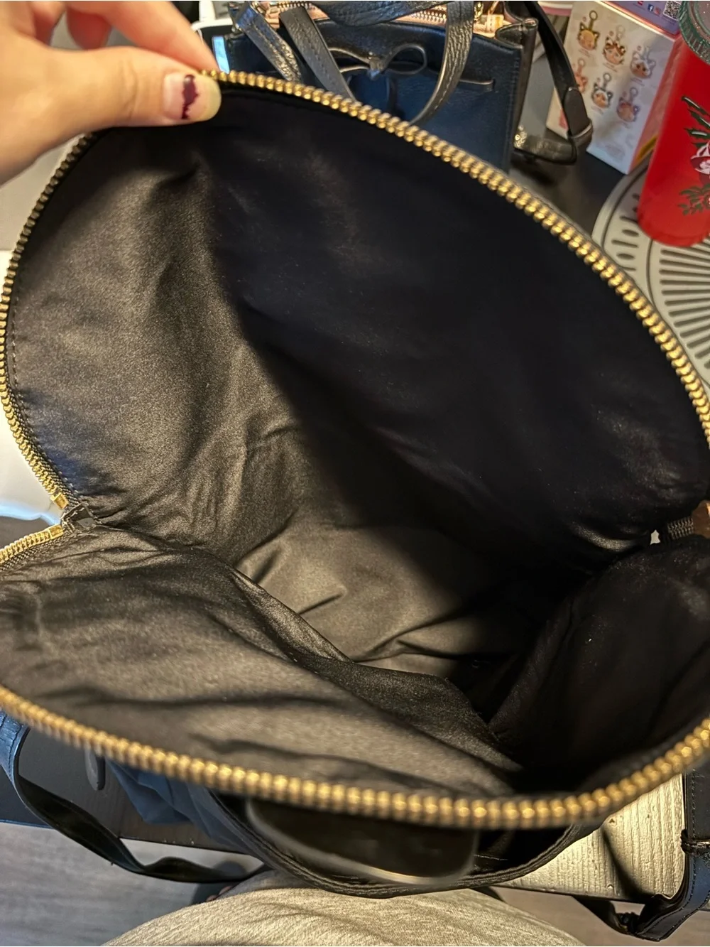 Marc Jacobs Black Nylon Messenger Bag with Gold Accents